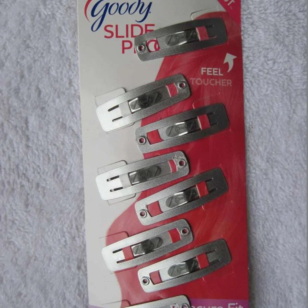 8 Goody Stay Put Slide Proof Hair Snap Clips Secure Hold Fit Black Blonde Silver